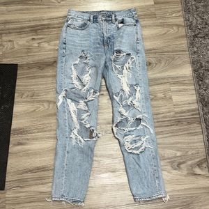 American Eagle High-Waisted Ripped Mom Jeans